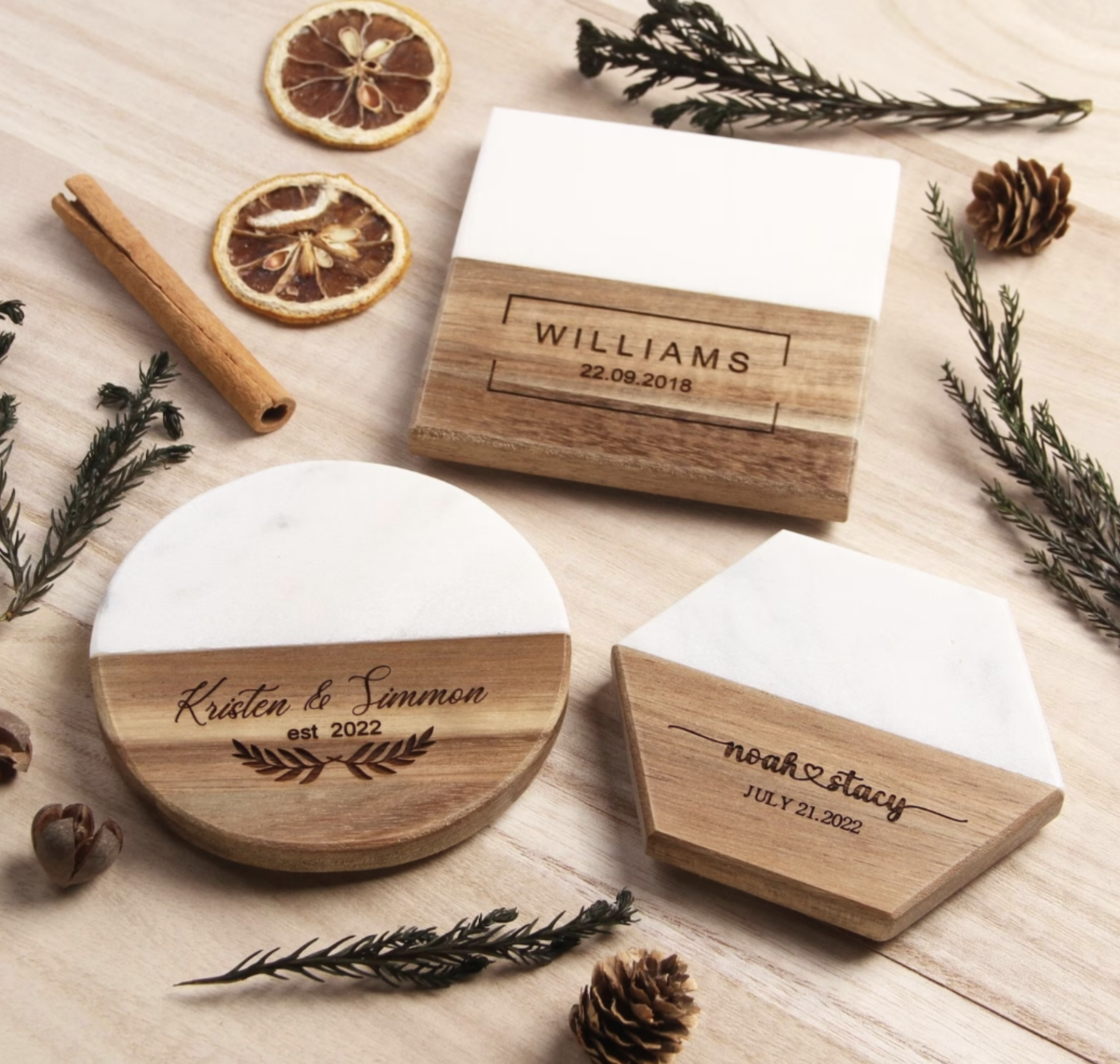 Acacia/Marble Coasters