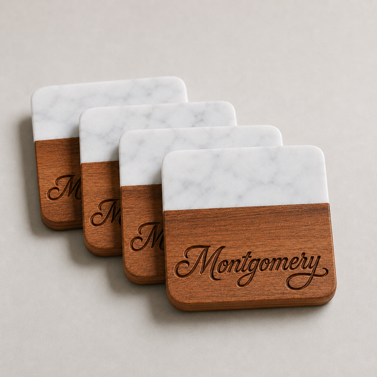 Square Acacia Marble Coaster Set (VIP)